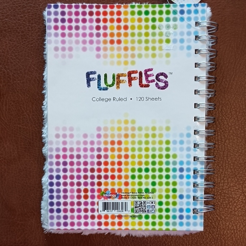 fluff White Plush Spiral Notebook with Emoji Face - Picture 4 of 9